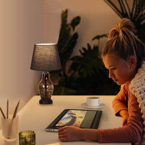 ONEWISH Mushroom Lamp Cute Table Lamp for Bedroom Nightstand Soft Light Pink, Small Glass Nightlight Stepless Dimmable Desk Lamp for Dining, Living, Nursery, Vanity, Home Decor Lamp for Girls Women