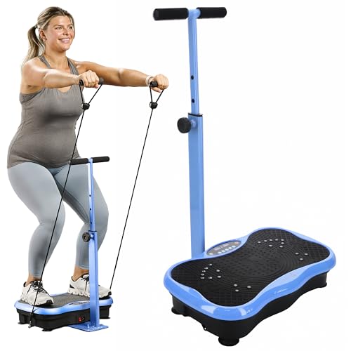 Lifepro TrimLite Vibration Plate Exercise Machine with Handlebars – Whole Body Vibration Machine, Ideal Lymphatic Drainage Massager – 99 Speed Levels, Bluetooth Speaker, Resistance Bands & Remote