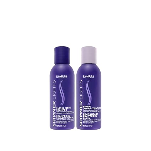 Clairol Professional Shimmer Lights Purple Shampoo & Conditioner | Neutralizes Brass & Yellow Tones | For Blonde, Silver, Gray & Highlighted Hair,*BUNDLE*