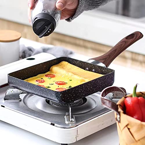 Japanese Omelette Pan-Tamagoyaki Nonstick Pan-Square Pan -Egg Roll Pan-Rectangle Frying Pan-Small Frying Egg Pan, Cooktop Safe, Easy to Clean,6.3 x 7.8 inch (Black)