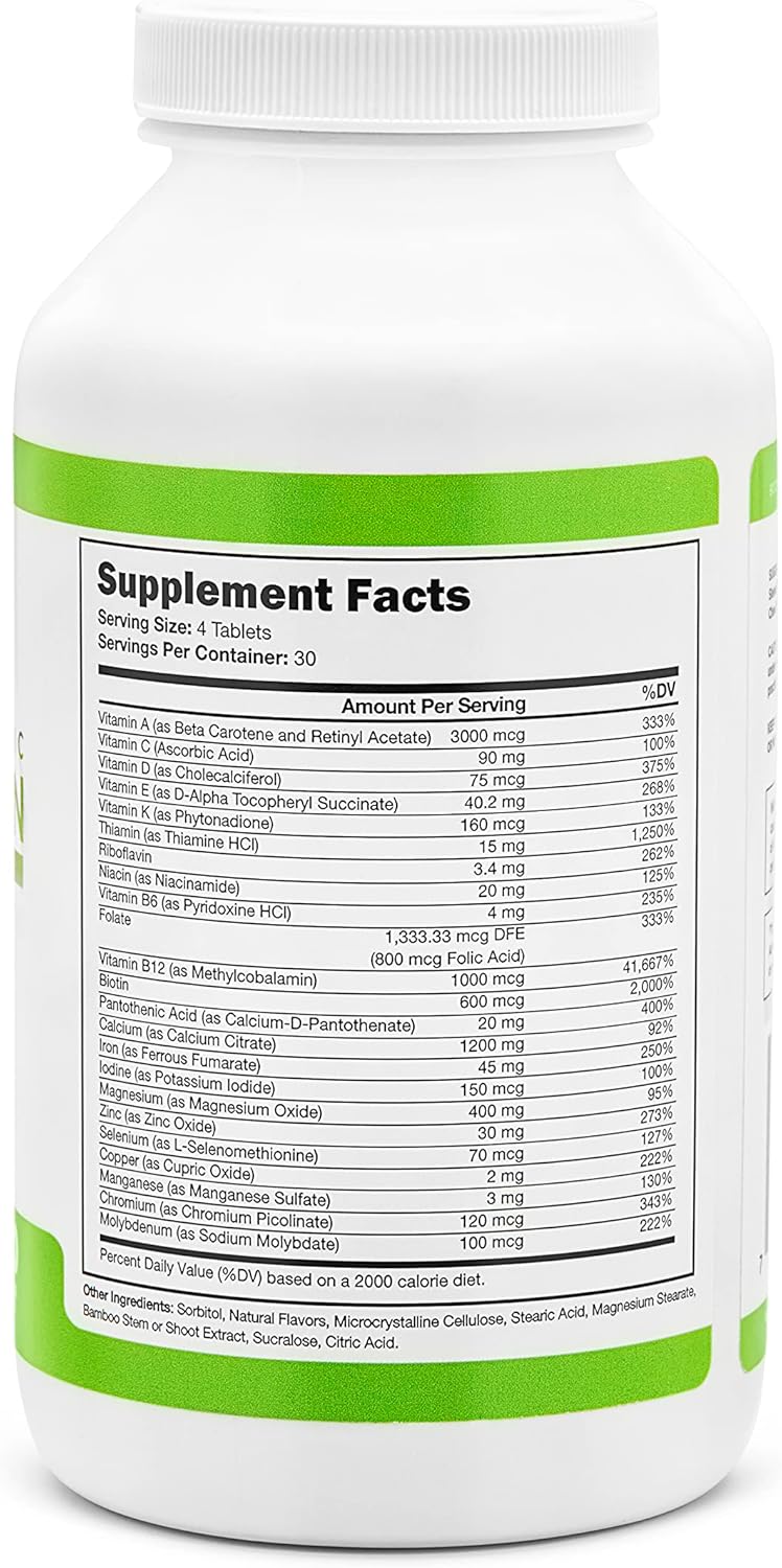 BariSlim All-in-One Bariatric Chewable Multivitamin Tablets w/Calcium Citrate - Bariatric Vitamin for Post Bariatric Surgery Including Gastric Bypass & Gastric Sleeve | Mixed Berry (120 Count)