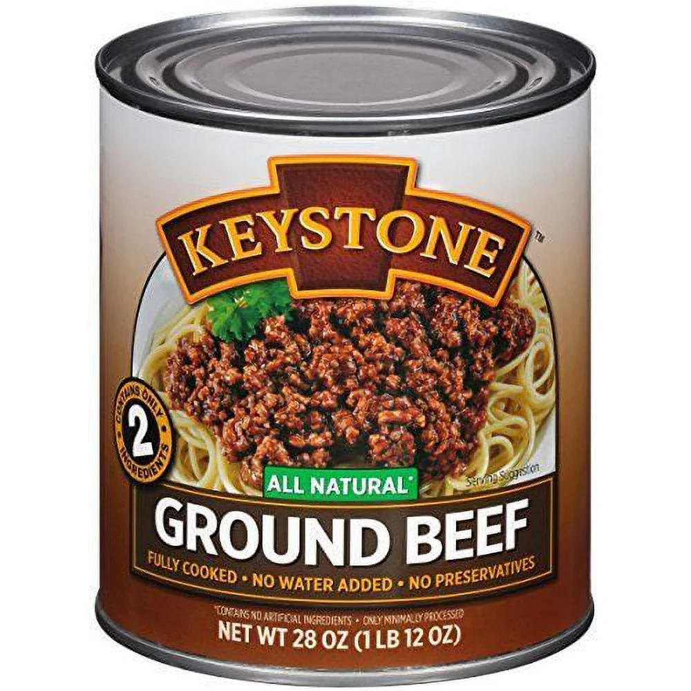 (12 Pack) Keystone Ground Beef 28 oz Can, Emergency Food for Camping Hiking and Backpacking (12 Cans)