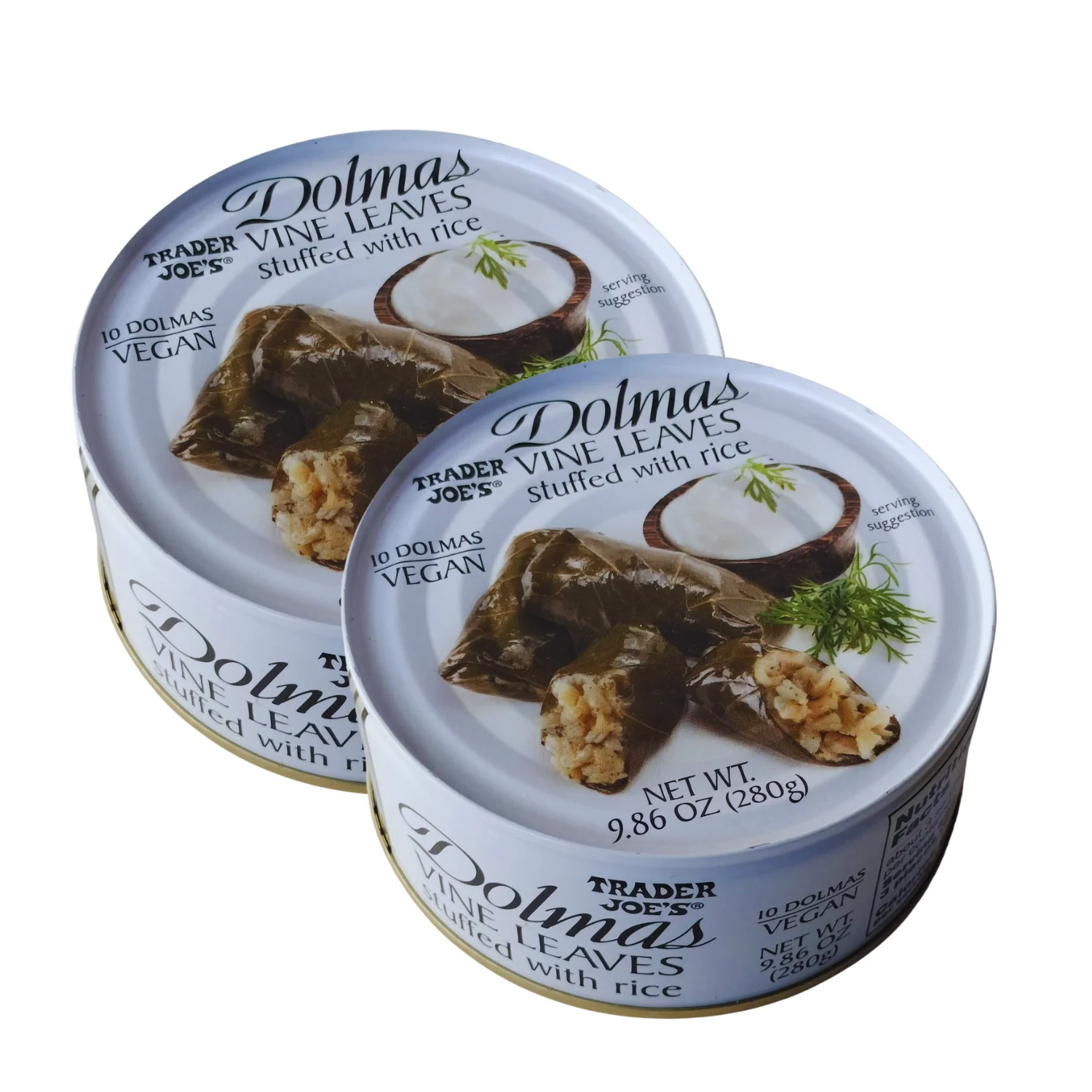 Trader Joe's Dolmas Vegan Vine Leaves Stuffed with Rice 280g - Pack of 2