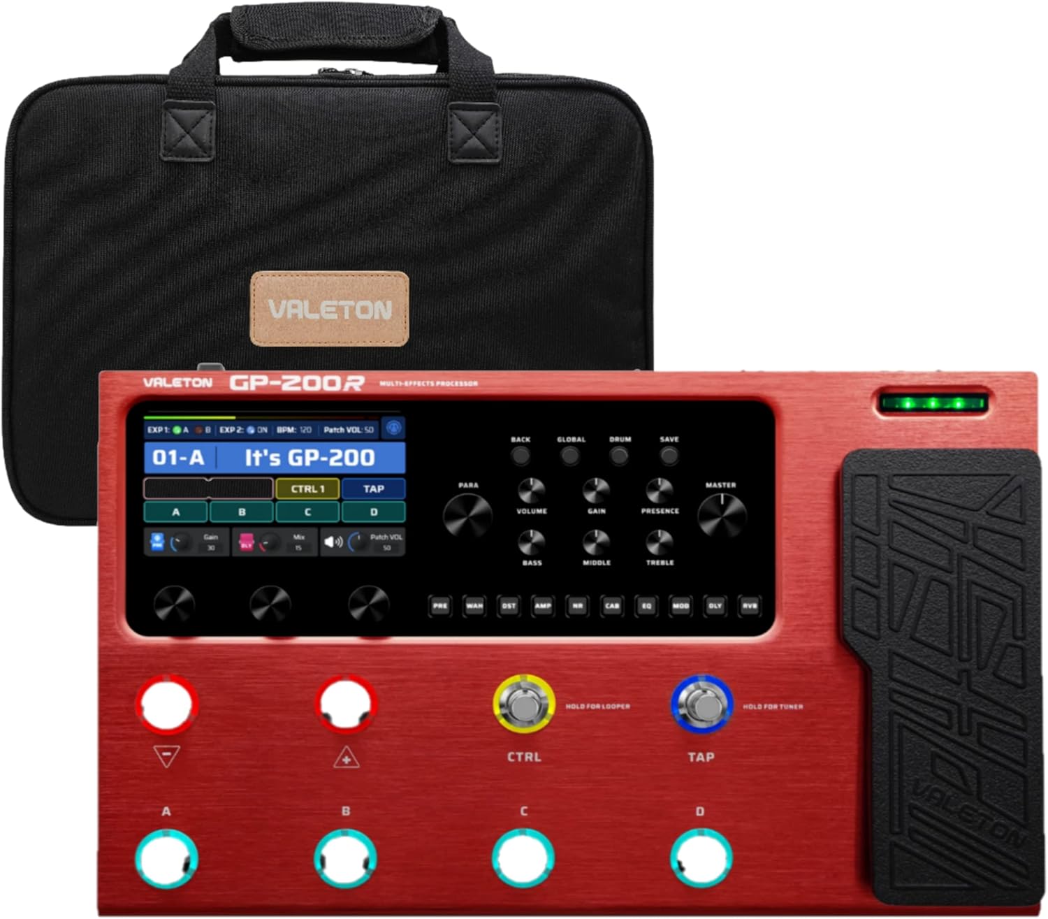 Valeton GP200R Multi Effects RED + Gig Bag Black Bundle