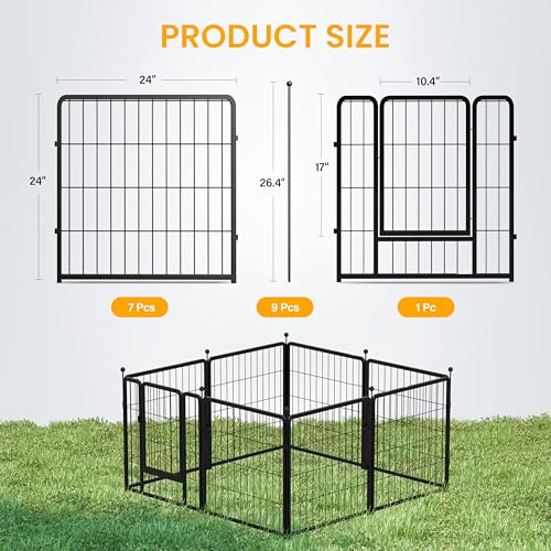 Dog Playpen 32 Inch 8 Panels, Ideal Dog Fence for Small/Medium Dogs Indoor & Outdoor Bliss, Perfect Dog Pen for Camping, Yard, RV, Garden Fence, Black