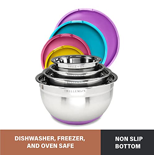 Bellemain Stainless Steel Non-Slip Mixing Bowls with Lids (4-Piece Set)