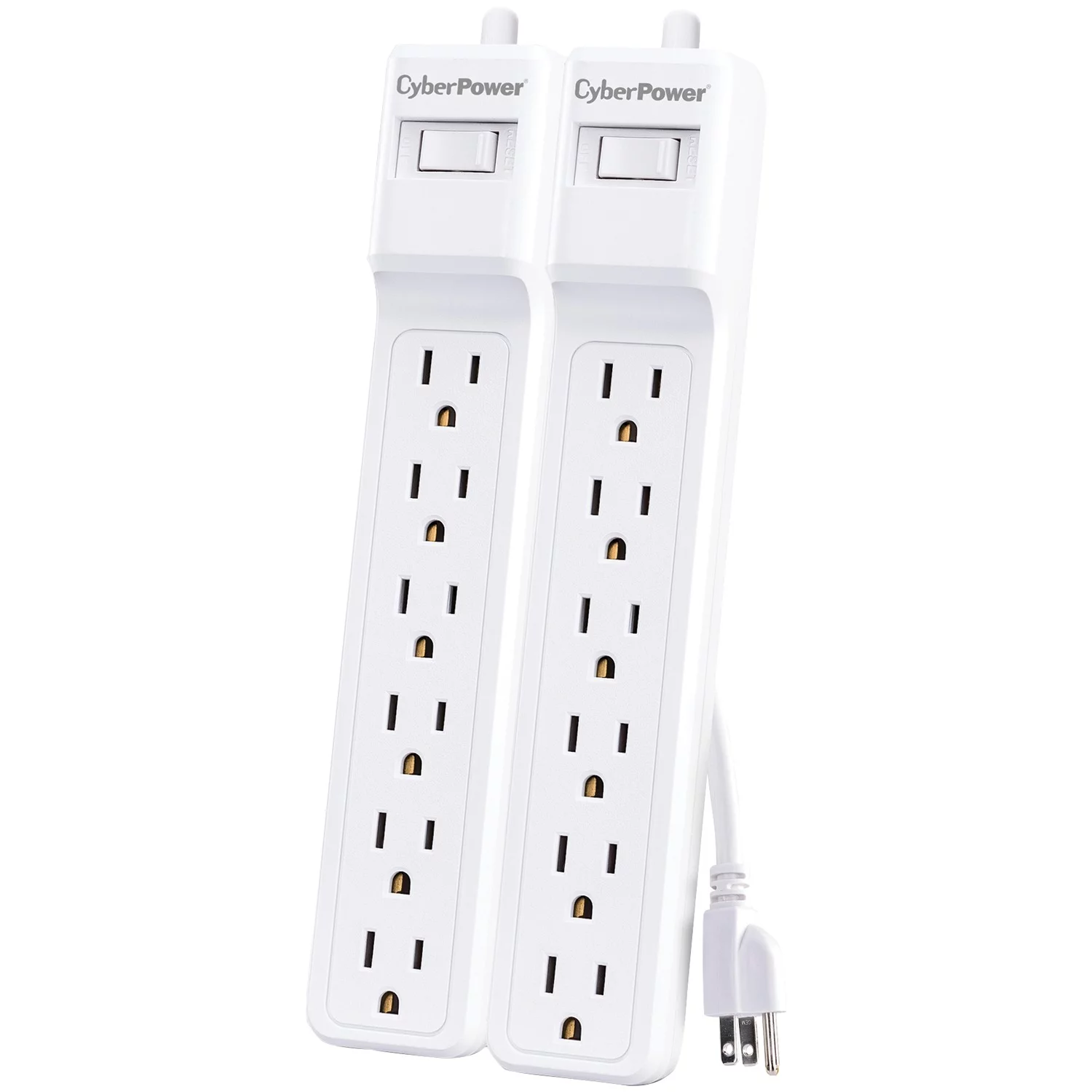 CyberPower MP1073SS 2-Pack of Essential Surge-Protector 6-Outlet Power Strips, 2-Foot Cord