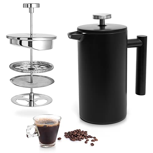 Mixpresso Stainless Steel French Press Coffee Maker 27 Oz 800 ml, Double Wall Insulated French Press Stainless Steel, Easy Clean Tea Brewer, Easy Press Durable Metal Coffee Press