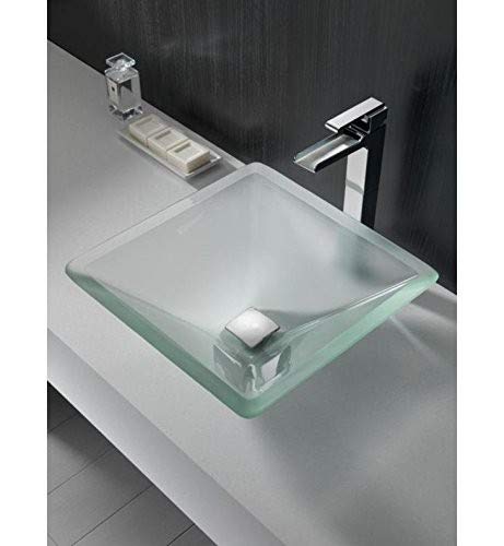 DELTA FAUCET Ara Vessel Sink Faucet, Single Hole Bathroom Faucet, Single Handle Bathroom Faucet Chrome, Waterfall Faucet, Chrome 768LF, 14.63 x 2.00 x 5.38 inches