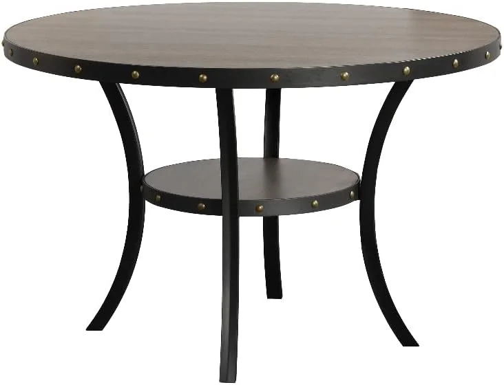 Crispin Solid Wood Round Dining Table, 48-Inch, Gray
