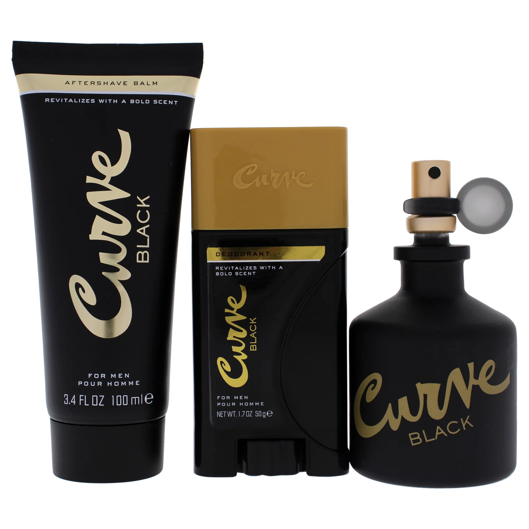 Liz Claiborne Curve Black Cologne Gift Set for Men, 3 Pieces