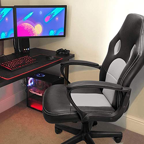 Office Gaming Chair High Back Leather Computer Chairs Ergonomic Height Adjustable Racing Game Desk Chair Executive Conference Task Chair (Blue)