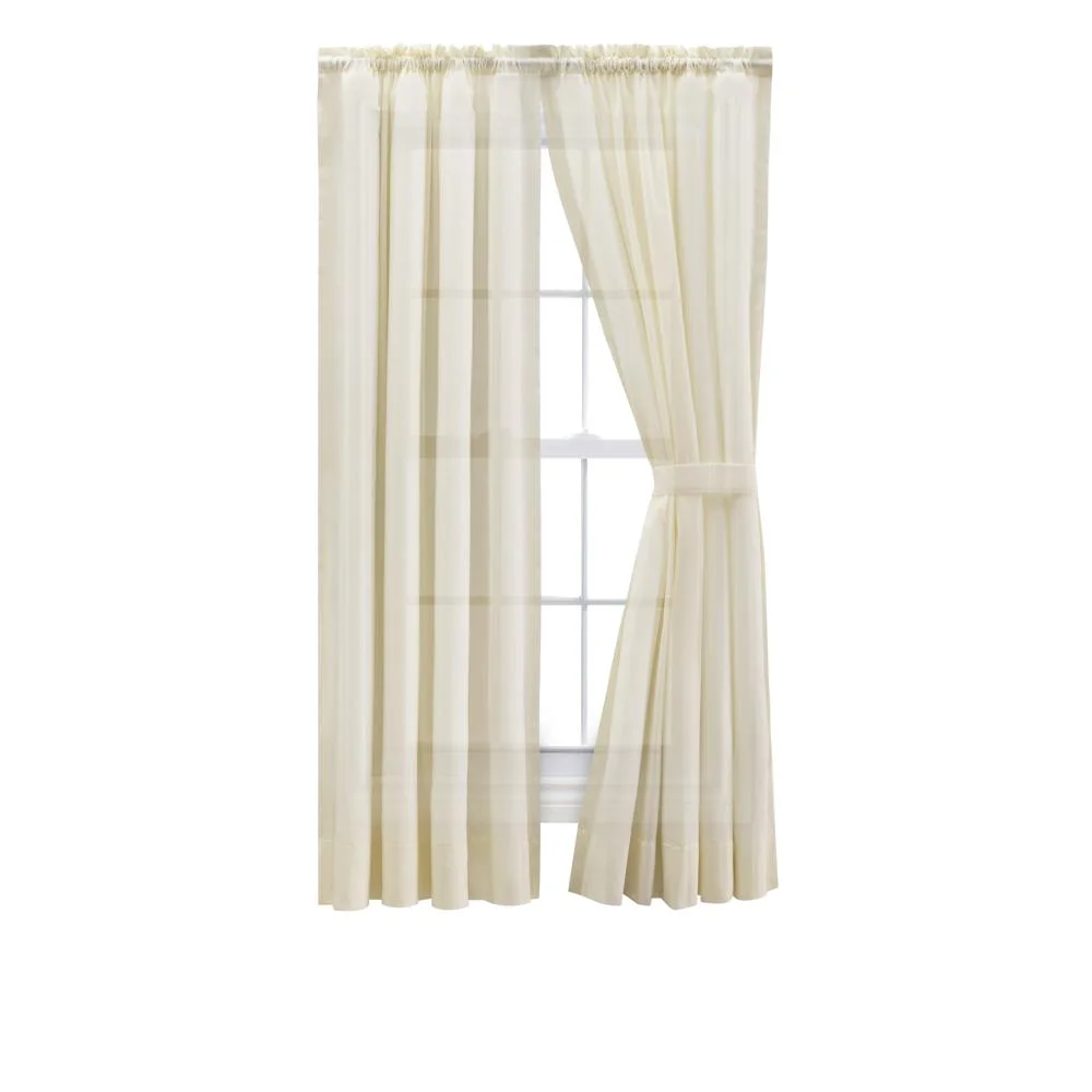 Ellis Curtain Shadow Stripe Tailored Curtain Panel Pair for Windows with Ties 80