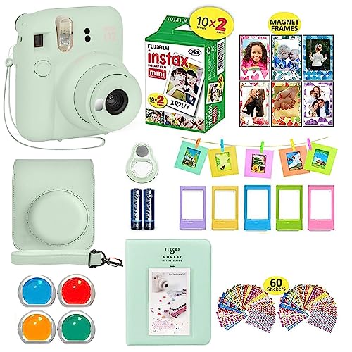 Fujifilm Instax Mini 12 Camera Bundle - Purple, 20 Film Sheets, Carrying Case, Shutter Accessories