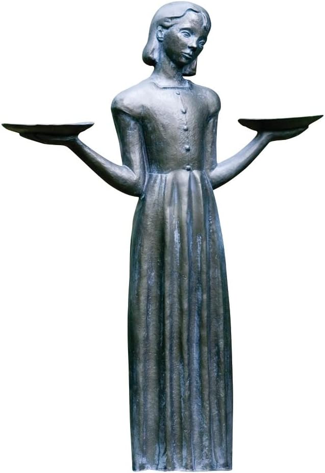 Bird Girl Garden Statue - Outdoor Art Yard Decor, Child Sculpture Lawn Ornaments - 24