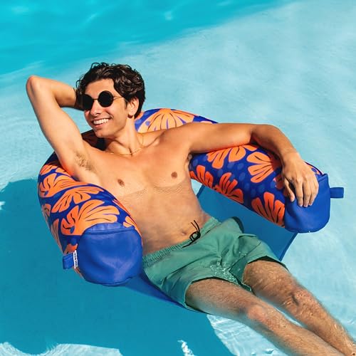 Big Joe Noodle Sling, No Inflation Needed, Pool Float with Armrests, Quick Draining Fabric, Cup Holder