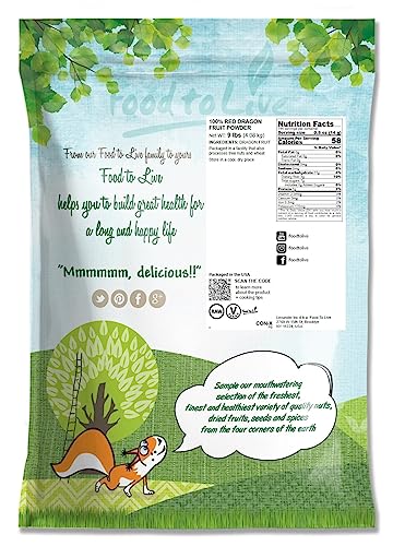 Food to Live Red Dragon Fruit Powder, 1 Pound – Freeze-Dried Pitaya, Vegan Superfood, Dehydrated Dragonfruit is Rich in Vitamins, Minerals. Great for Drinks and Juices. Bulk