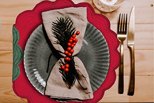 C&F Home Red & Green Quilted 100% Cotton Round Christmas Single Placemat 17