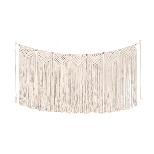Macrame Curtains Valance Boho Valances Wall Hanging Treatments Bed Decor for Bedroom Livingroom Kitchen Bathroom Wall Decor without Stick