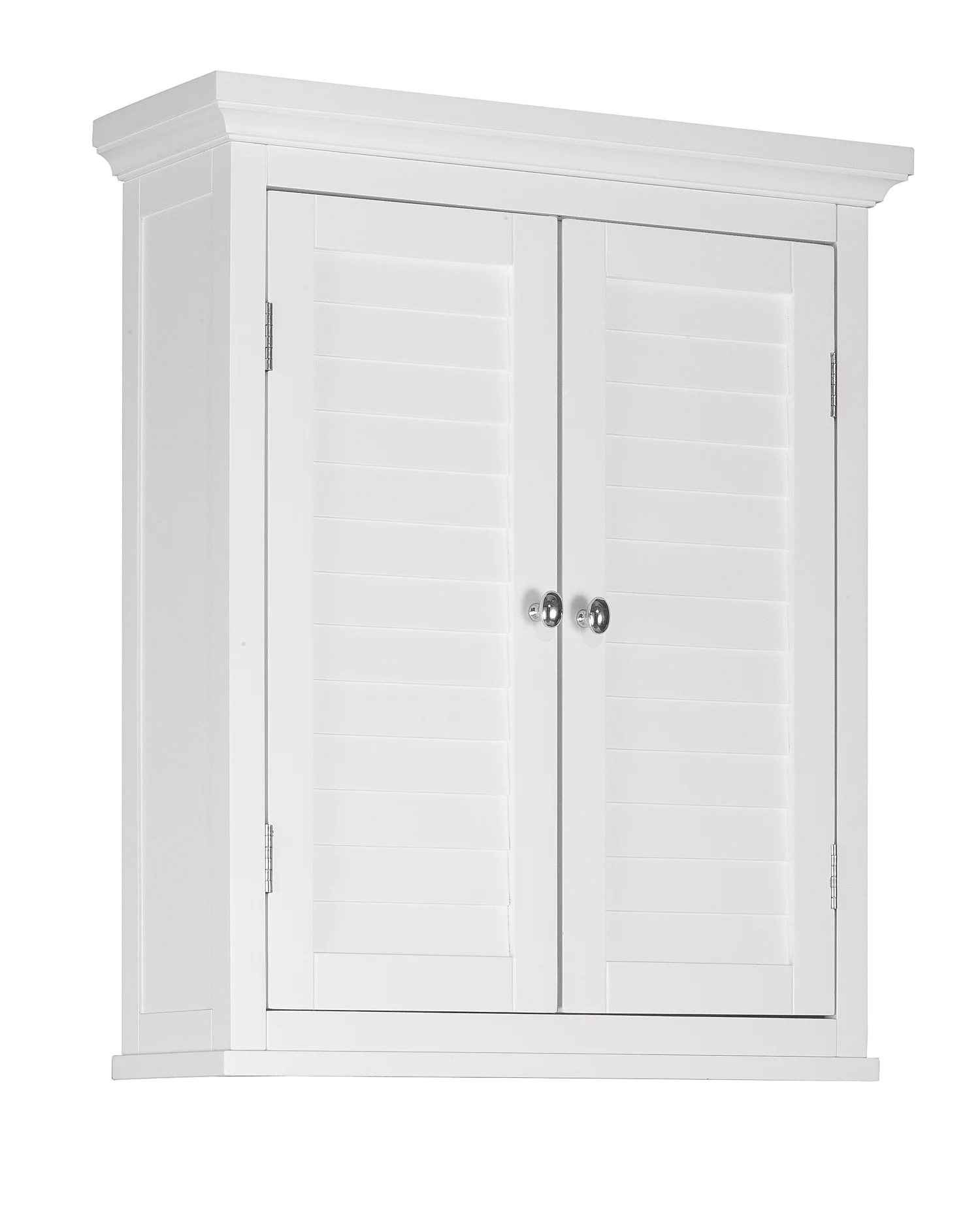 Teamson Home Glancy Wooden Wall Cabinet with Shutter Doors, White