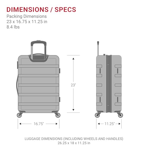 SwissGear 7366 Hardside Expandable Luggage with Spinner Wheels, White, Carry-On 19-Inch