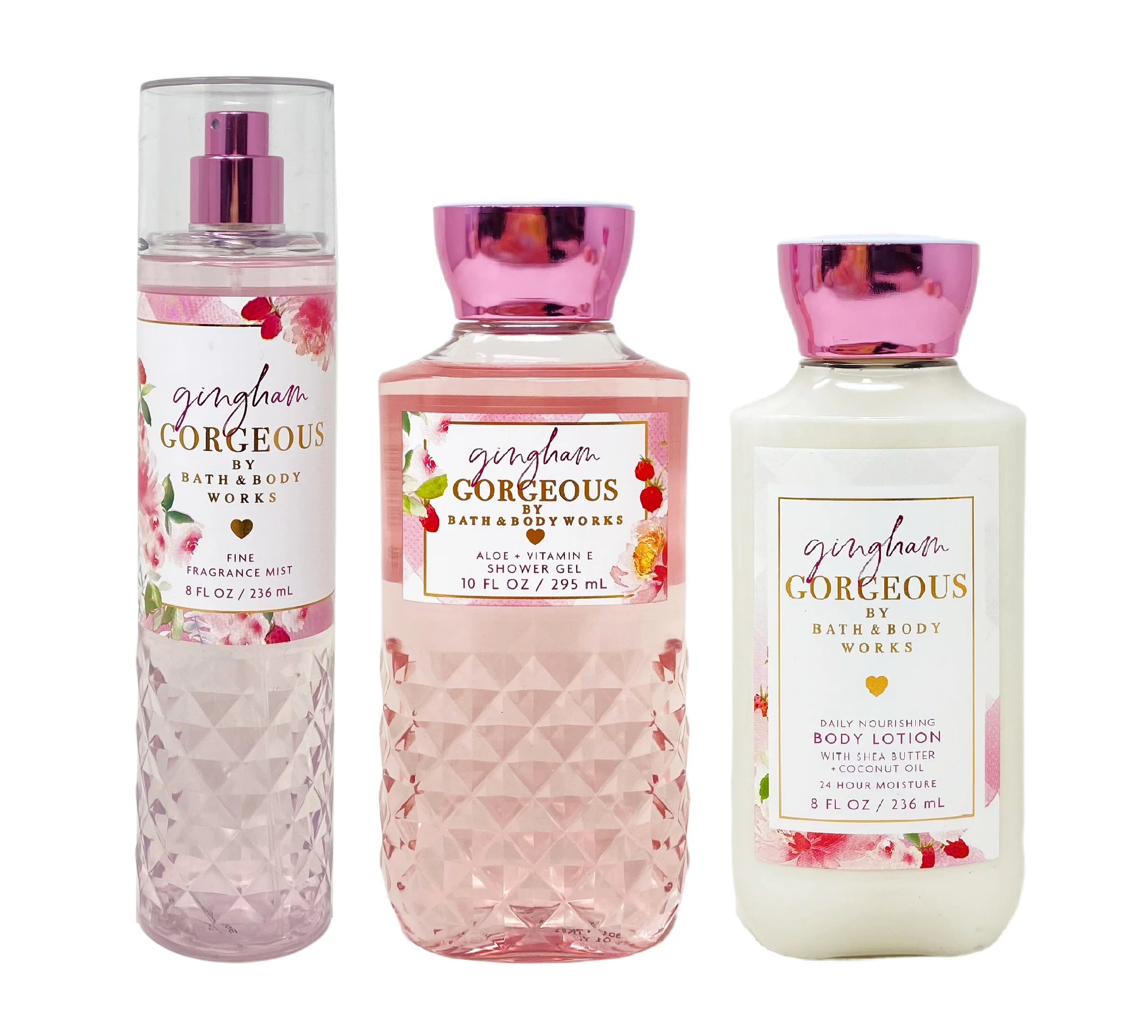 Bath and Body Works Gingham Gorgeous Trio Gift Set - Fragrance Mist - Body Lotion - Shower Gel - Full Size