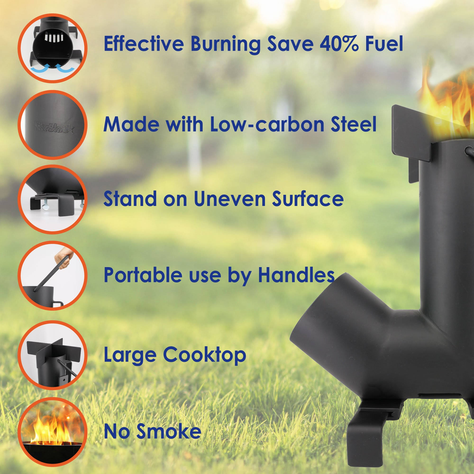 Camping Rocket Stove with Free Carrying Bag