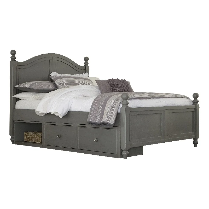 NE Kids Lake House Payton Wood Arch Twin Double Storage Bed in Gray Stone