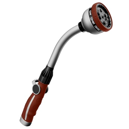 RESTMO Watering Wand Heavy Duty, Metal Garden Hose Wand with 10 Spray Patterns, 15-Inch Long Hose Nozzle Sprayer with Thumb Flow Control, Ideal to Water Hanging Baskets and Shrubs