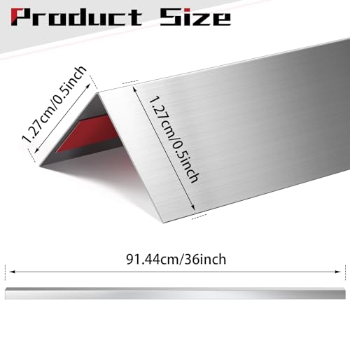 10 Pcs Self Adhesive Stainless Steel Corner Guards Wall Corner Protector Pack Metal Corner Trim with 90 Degree Angle for Wall Protection Decoration Accessories (0.5 x 0.5 x 36 Inch)
