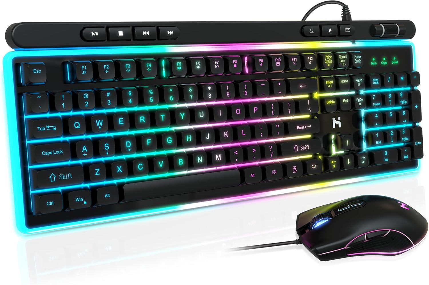 HLDIRECT Gaming Keyboard, 104 Keys Gaming Keyboard and Mouse Combo with RGB Backlit, Anti Ghosting, PC Gaming Keyboard and Mouse, Wired Gaming Keyboard Mouse Combo for MAC Xbox PC Gamers