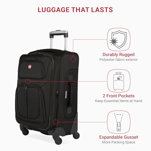 SwissGear Sion Softside Expandable Luggage, Black, Checked-Large 29-Inch
