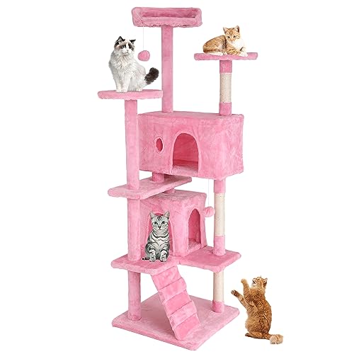 Cat Tree 70 Inches Cat Tower for Indoor Cats Multi-Level Cat Condo with Litter Box Enclosure,Scratching Posts for Indoor Cats (Dark Gray)