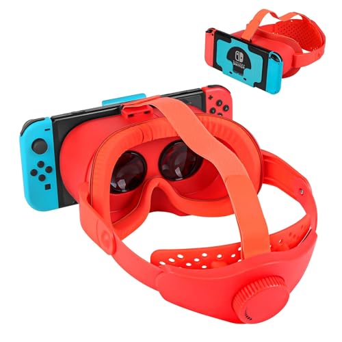 VR Headset for Nintendo Switch & Switch OLED Model, Switch VR Glasses with Adjustable HD Lenses and Comfortable Head Strap, VR Labo Goggles Headset Accessories for Nintendo Switch(Red & Blue)