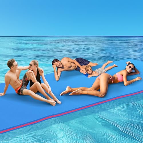 7/9/12/18 Ft3-Layer XPE Foam Pool Lake Floating Pad, Extra Large Capacity Water Lily Raft for Pool Parties, Beach, Ocean Water Recreation