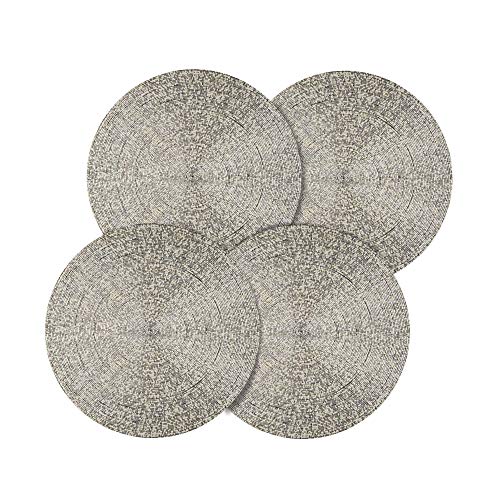 Gold Beaded Round Fabric Placemat, 14