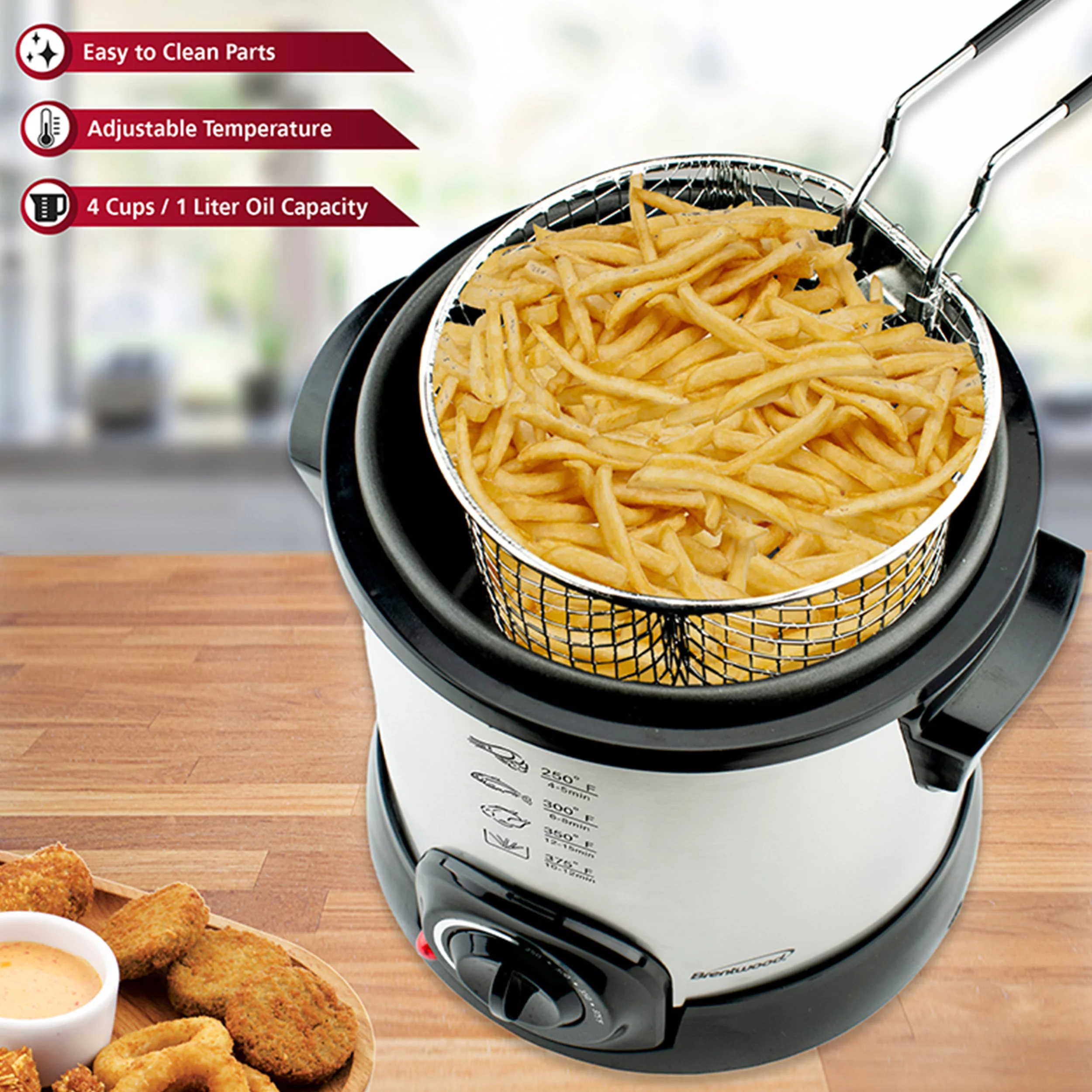 Btwd 1 Liter Electric Deep Fryer in Stainless Steel