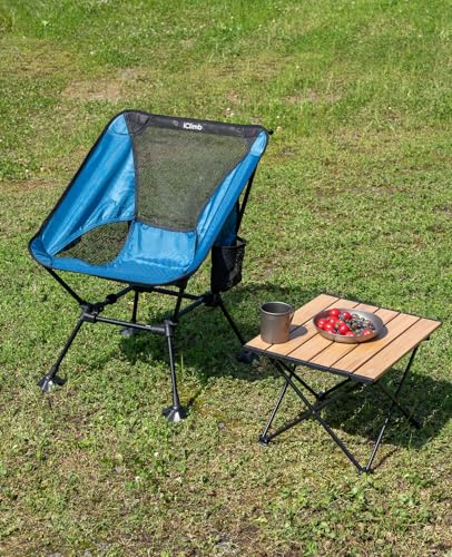 iClimb Ultralight Compact Camping Folding Table with Carry Bag (Blue - S)