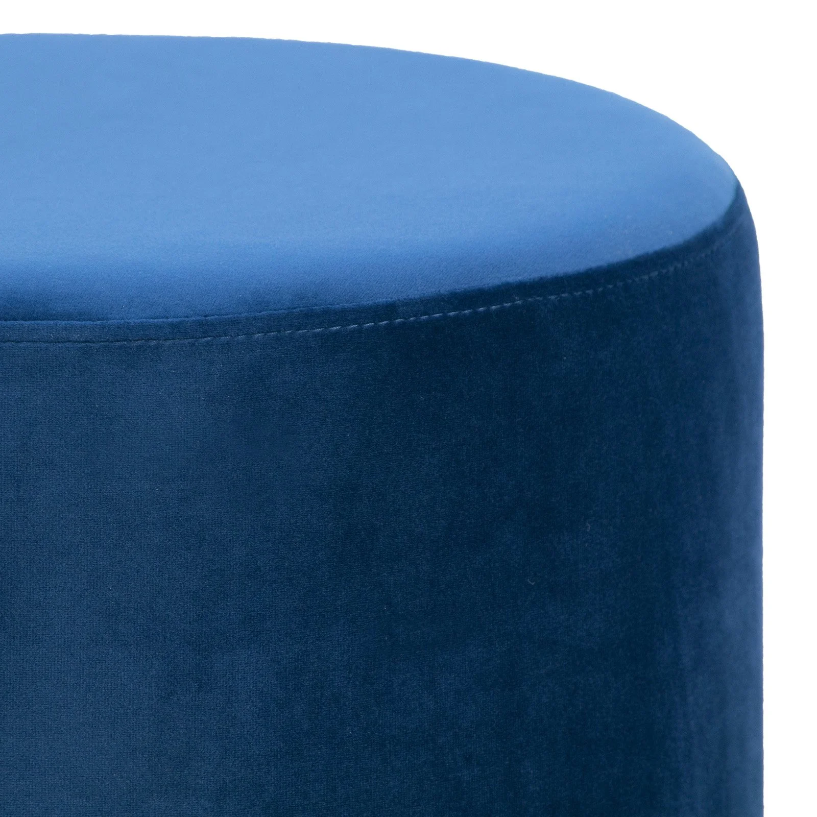 Glamour Home Anna Velvet Round Ottoman with Golden Accent Base