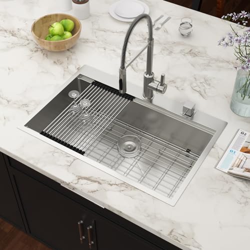 25 Inch Utility Laundry Sink Drop In 16 Gauge Stainless Steel Single Bowl Laundry Room Sink Laundry & Utility Room Kitchen Sinks 25