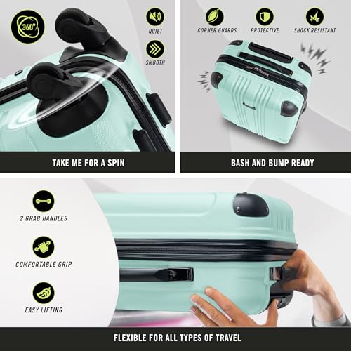 Kenneth Cole REACTION Out of Bounds Lightweight Hardshell 4-Wheel Spinner Luggage, Cobalt Blue, 20-Inch Carry On