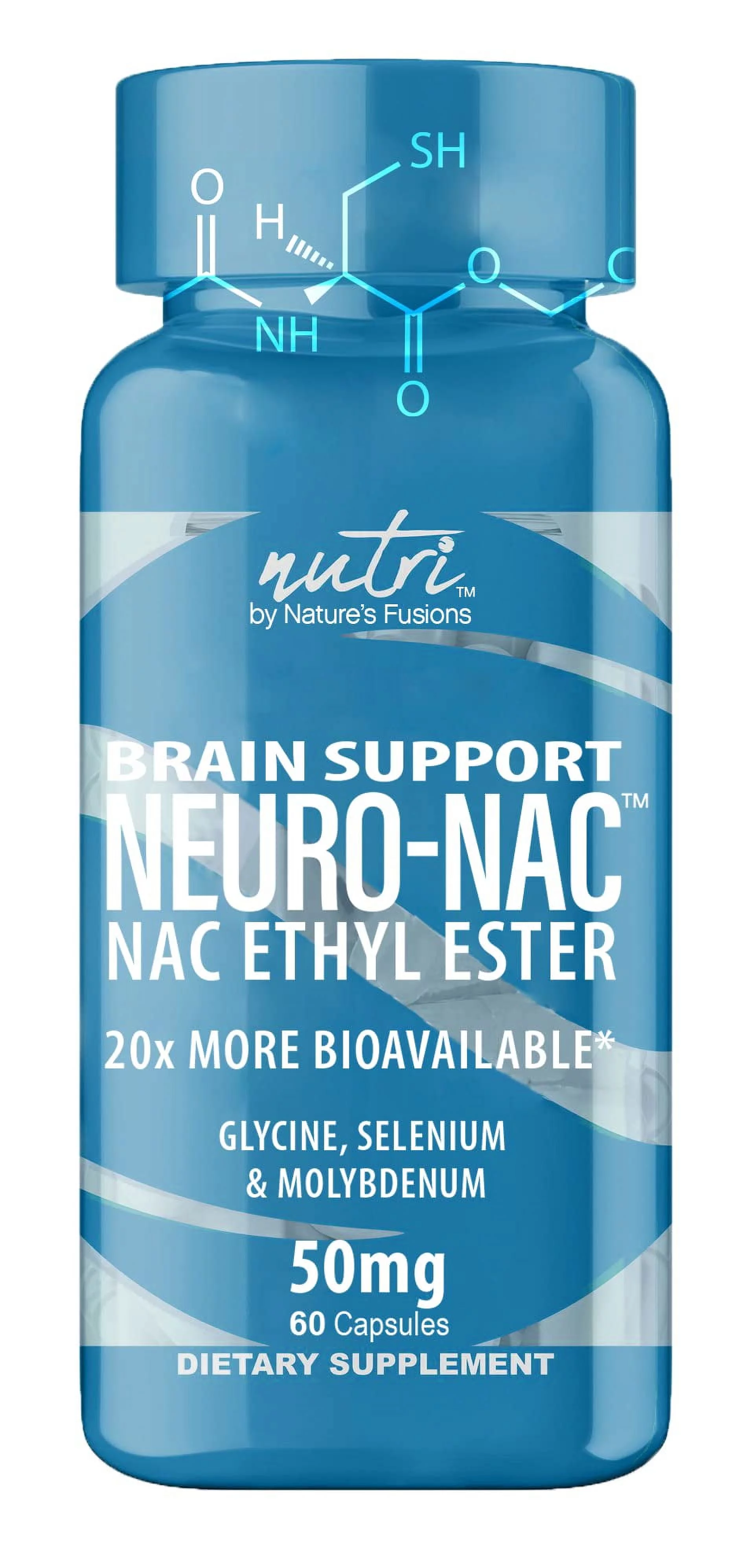 Neuro NAC Supplement N-Acetyl Cysteine Ethyl Ester - 20x More Bioavailable Than NAC 600 mg - Boost Glutathione 10x More Than Liposomal Glutathione - N Acetyl Cysteine Ethyl Ester - NACET (60 Capsules)