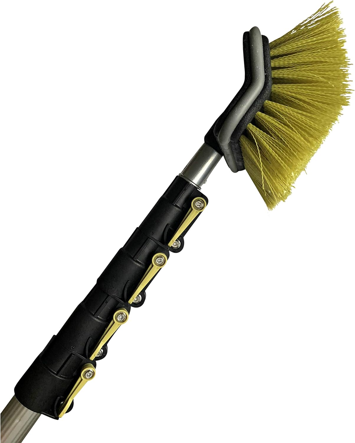 DocaPole 7-30 Foot Hard Bristle Brush Extension Pole |11” Scrub Brush with Telescopic Pole | Long Handle Cleaning Brush and Deck Brush for House Siding, Deck, Garage, Patio and More