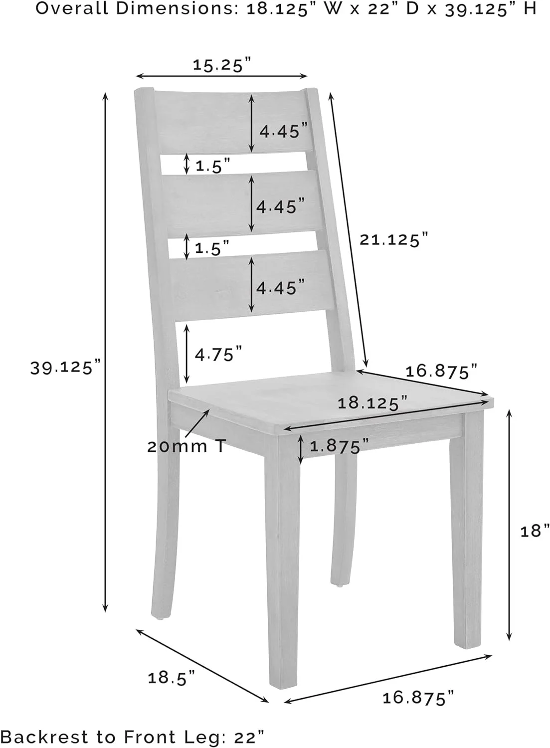 Joanna 2-Piece Ladder Back Dining Chair Set, Rustic Brown