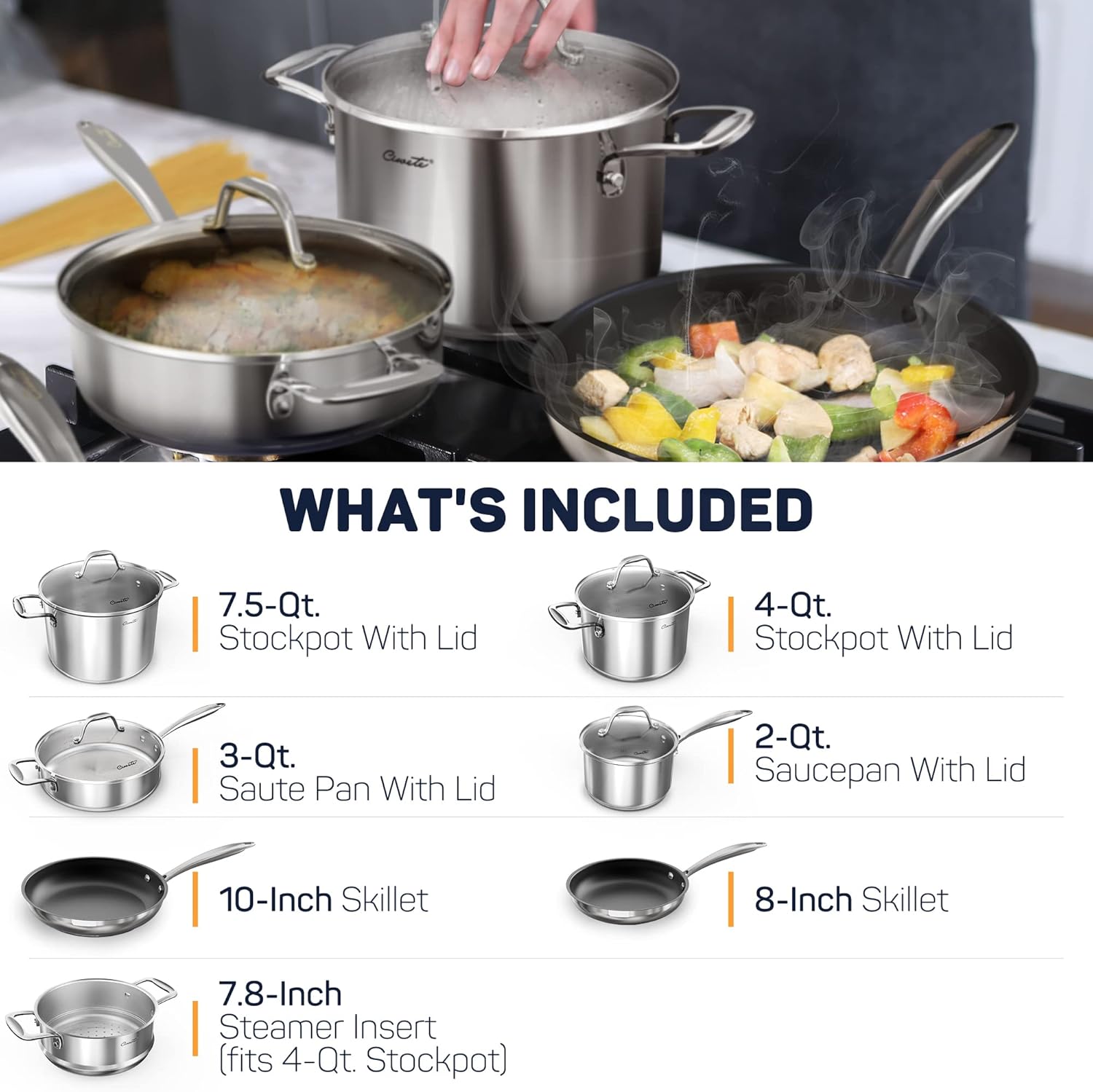 Stainless Steel Cookware Set 11pc & 10 pc