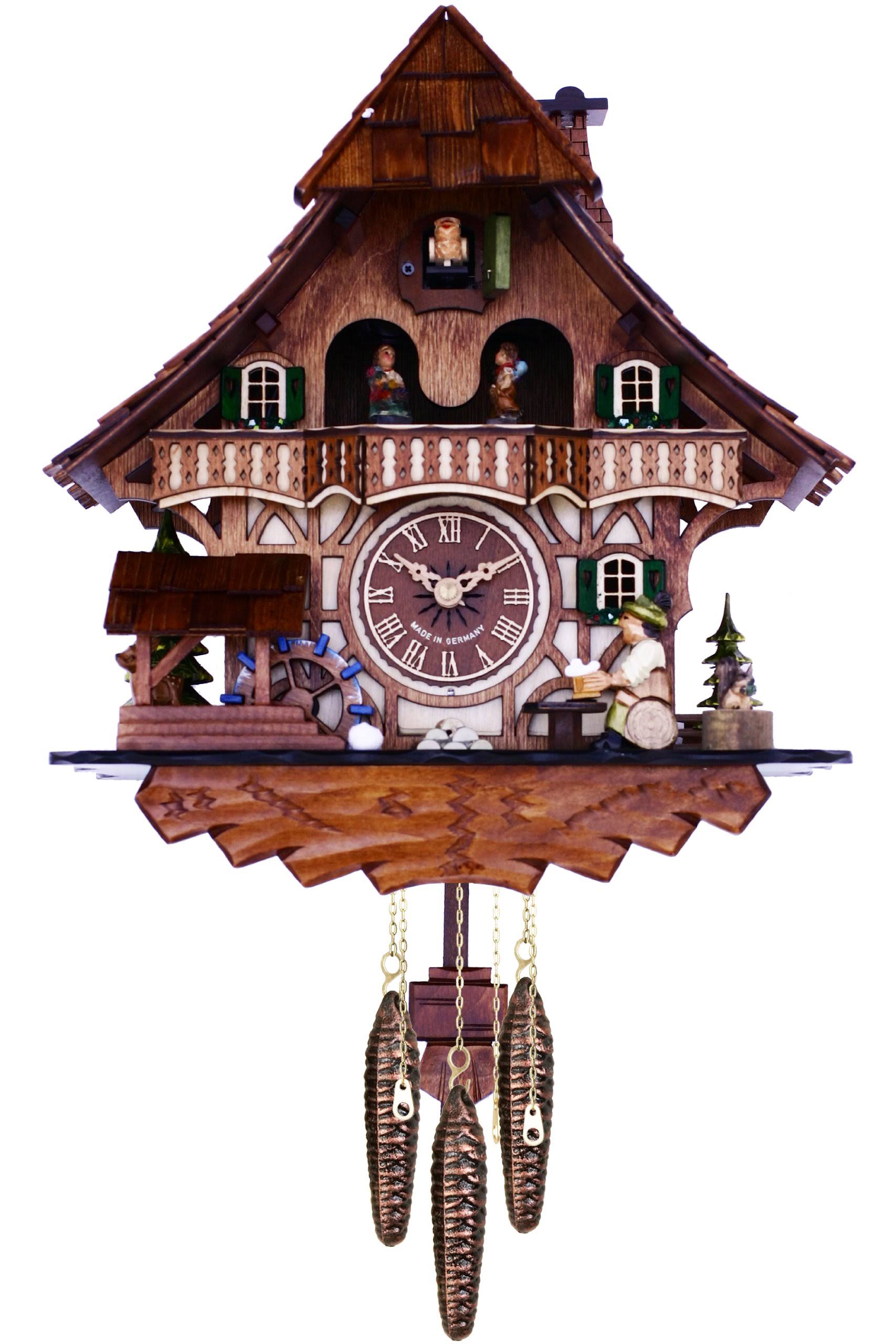 River City Clocks 830-13QM Dancers with Waterwheel & Beer Drinker Musical Black Forest Cuckoo Clock