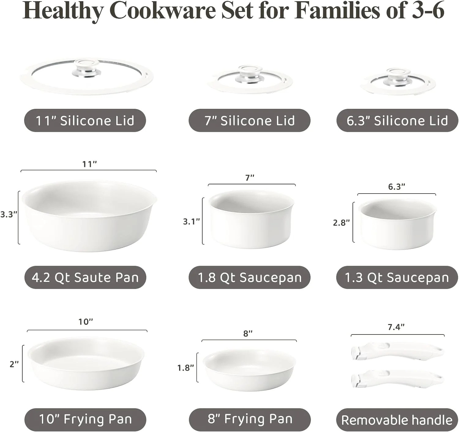 Bazova Healthy Ceramic Cookware Set,10-Pcs Nonstick Pots and Pans Set with Removable Handles,Space Saving Kitchen Set,Dishwasher/Oven Safe,PFAS Free