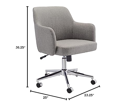 Amazon Basics Modern Home Office Desk Chair with Smooth-Rolling Wheels, Adjustable Height, 360 Degree Swivel, Light Gray