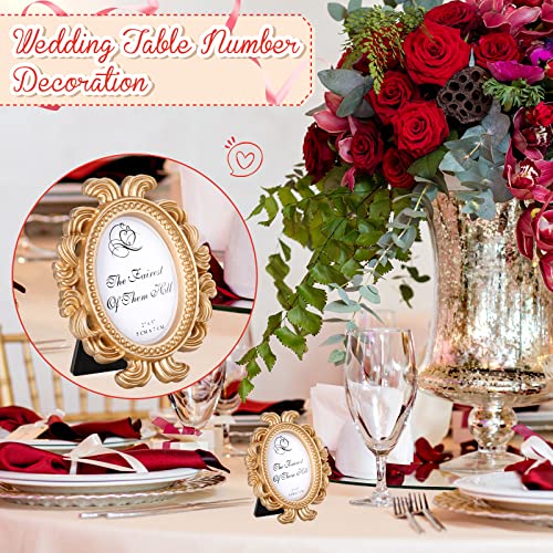 Vicenpal 20 Pieces Vintage Resin Picture Frames Antique Photo Frame Baroque Place Card Photo Holder Oval Mini Frame Table Top Display Christmas Holiday Decor(Black)