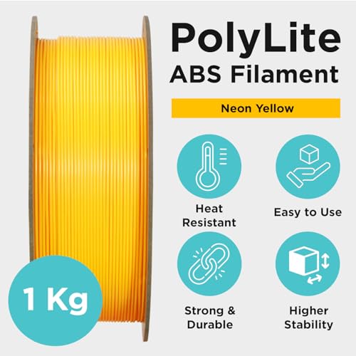 Polymaker ABS Filament 1.75mm Black, ABS 3D Printer Filament 1.75mm Heat Resistant 1kg - PolyLite ABS 3D Printing Filament 1.75mm, Strong & Durable, Dimensional Accuracy +/- 0.03mm